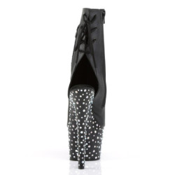 Pleaser STARDANCE-1018-7 Black Vegan Leather Silver