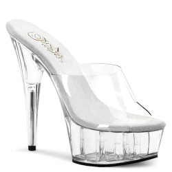 Pleaser DELIGHT-601 Transparent High Heeled Mules