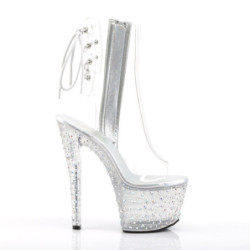 Pleaser STARDANCE-1018C-7 Transparent Silver Strass