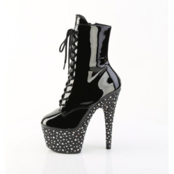 Pleaser STARDANCE-1020 Black Patent Silver Strass Boots
