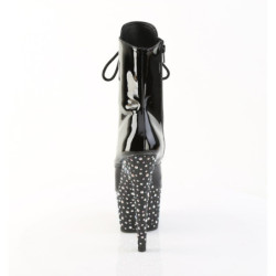Pleaser STARDANCE-1020 Black Patent Silver Strass Boots