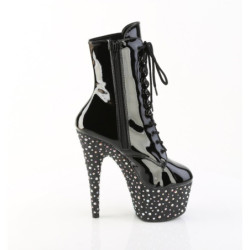 Pleaser STARDANCE-1020 Black Patent Silver Strass Boots