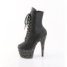 Pleaser STARDANCE-1020 Black Vegan Leather Silver Stras