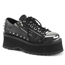Demonia GRAVEDIGGER-04 Black Vegan Platform Men Shoes