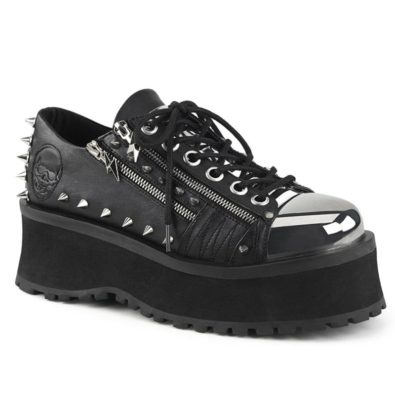 Demonia GRAVEDIGGER-04 Black Vegan Platform Men Shoes