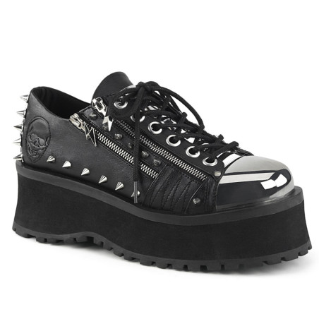 Demonia GRAVEDIGGER-04 Black Vegan Platform Men Shoes