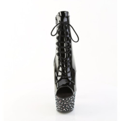 Pleaser STARDANCE-1021 Black Patent Silver Strass Boots