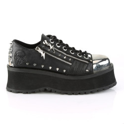 Demonia GRAVEDIGGER-04 Black Vegan Platform Men Shoes