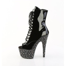 Pleaser STARDANCE-1021 Black Patent Silver Strass Boots