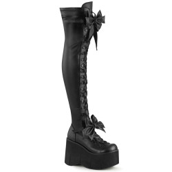Demonia KERA-303 Black Vegan Platform Thigh High Boots