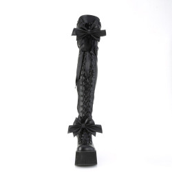 Demonia KERA-303 Black Vegan Platform Thigh High Boots