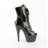 Pleaser STARDANCE-1021 Black Patent Silver Strass Boots