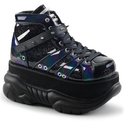 Demonia NEPTUNE-100 Black Glitter Platform Men Boots