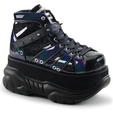 Demonia NEPTUNE-100 Black Glitter Platform Men Boots