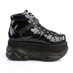 Demonia NEPTUNE-100 Black Glitter Platform Men Boots