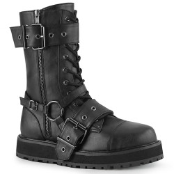 Demonia VALOR-220 Black Vegan Leather Men Harness Boots