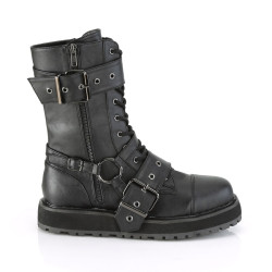 Demonia VALOR-220 Black Vegan Leather Men Harness Boots
