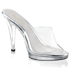 Fabulicious FLAIR-401 Transparent High Heeled Mules