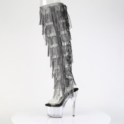 Pleaser ADORE-3019C-RSF Black Fringes Overknee Boots