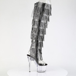 Pleaser ADORE-3019C-RSF Black Fringes Overknee Boots