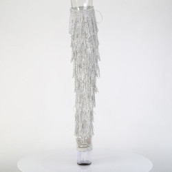 Pleaser ADORE-3019C-RSF Silver Fringes Overknee Boots