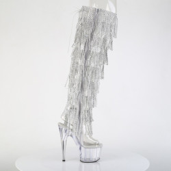 Pleaser ADORE-3019C-RSF Silver Fringes Overknee Boots