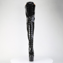 Pleaser ADORE-3020GP Black Glitter Laced Thigh High Boots