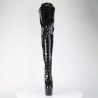Pleaser ADORE-3020GP Black Glitter Laced Thigh High Boots