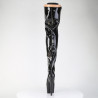 Pleaser ADORE-3020GP Black Glitter Laced Thigh High Boots