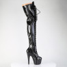 Pleaser ADORE-3020GP Black Glitter Laced Thigh High Boots