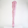 Pleaser ADORE-3020GP Rose Glitter Laced Thigh High Boots