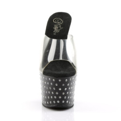 Pleaser STARDUST-701 Black Strass Platform Heeled Mules