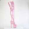 Pleaser ADORE-3020GP Rose Glitter Laced Thigh High Boots