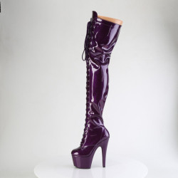 Pleaser ADORE-3020GP Purple Glitter Laced Thigh High Boots