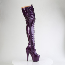 Pleaser ADORE-3020GP Purple Glitter Laced Thigh High Boots