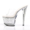 Pleaser STARDUST-701 Clear Strass Platform Heeled Mules