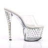 Pleaser STARDUST-701 Clear Strass Platform Heeled Mules