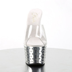 Pleaser STARDUST-701 Chrome Strass Platform Heeled Mules