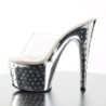 Pleaser STARDUST-701 Chrome Strass Platform Heeled Mules