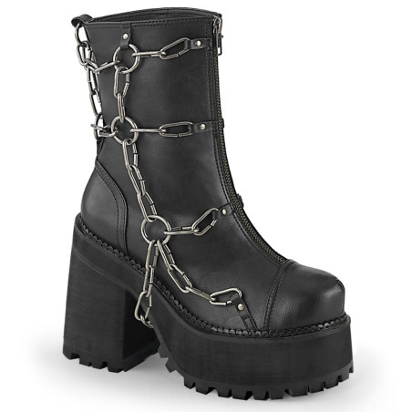 Demonia ASSAULT-66 Black Vegan Platform Women Boots