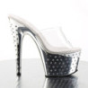 Pleaser STARDUST-701 Chrome Strass Platform Heeled Mules