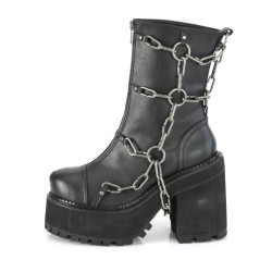 Demonia ASSAULT-66 Black Vegan Platform Women Boots