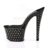 Pleaser STARDUST-702 Black Strass Platform Heeled Mules
