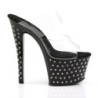 Pleaser STARDUST-702 Black Strass Platform Heeled Mules