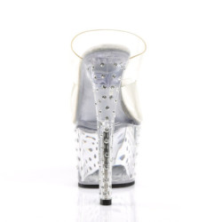 Pleaser STARDUST-702 Clear Strass Platform Heeled Mules