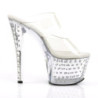 Pleaser STARDUST-702 Clear Strass Platform Heeled Mules