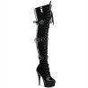 Pleaser DELIGHT-3028 Patent Platform Overknee Buckle Boots