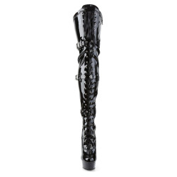 Pleaser DELIGHT-3028 Patent Platform Overknee Buckle Boots