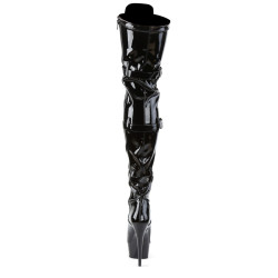 Pleaser DELIGHT-3028 Patent Platform Overknee Buckle Boots