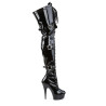 Pleaser DELIGHT-3028 Patent Platform Overknee Buckle Boots